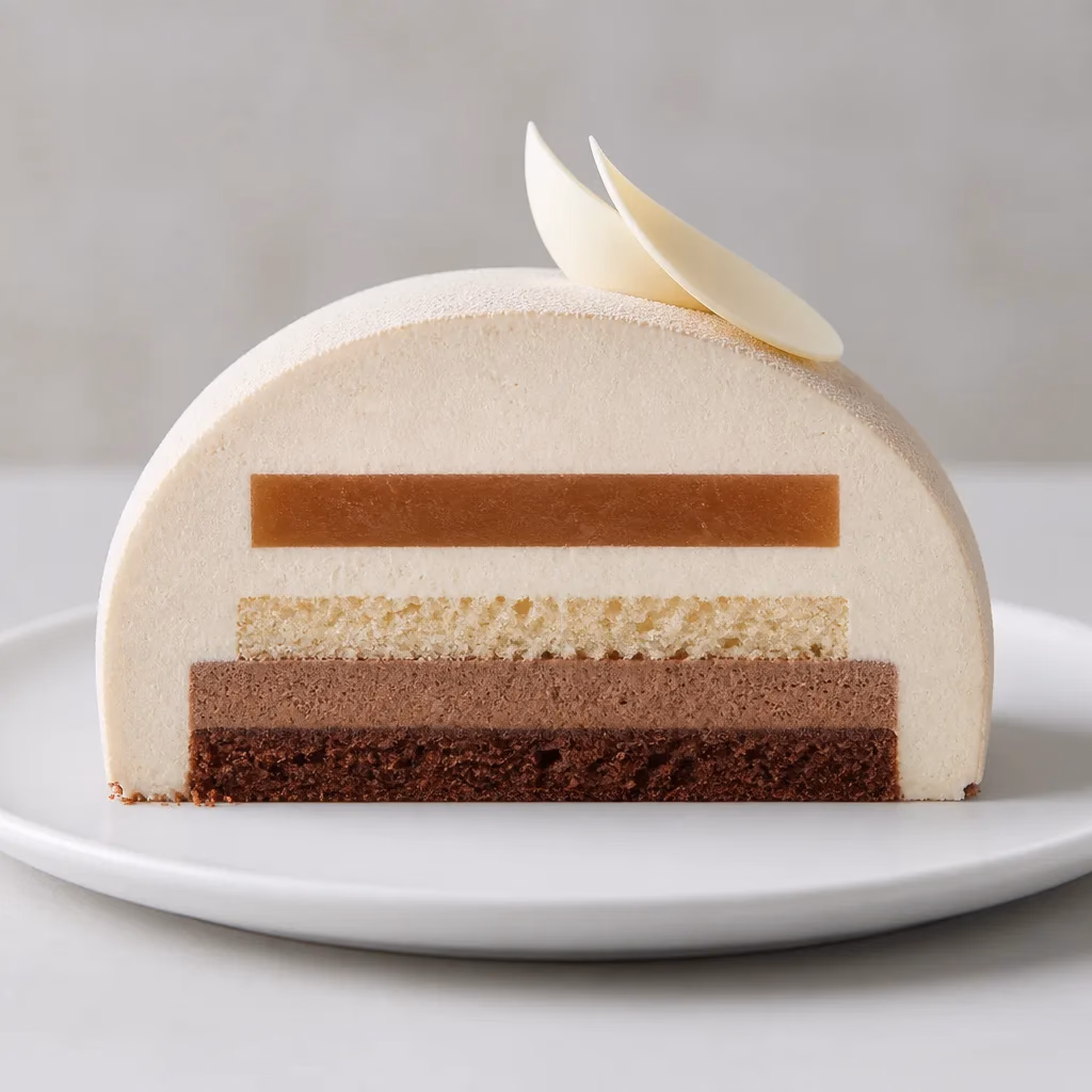 Entremet cross-section study — editorial placeholder