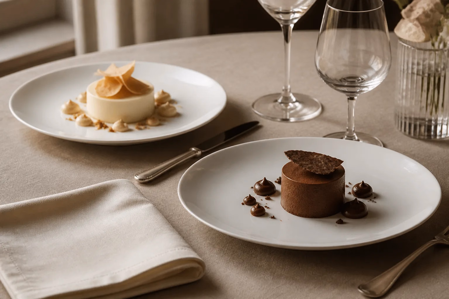Layered dessert detail for a private table